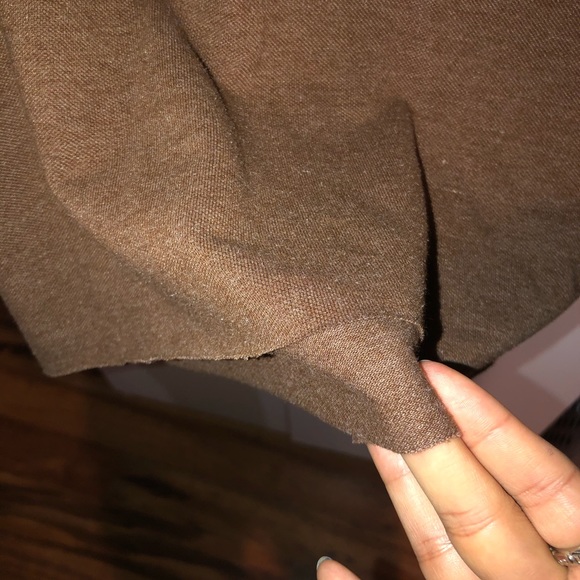 Brown Cropped Collared Raw Hem Top - Picture 8 of 9